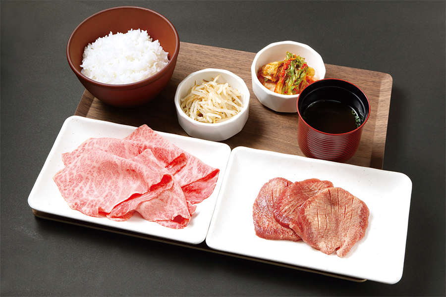 A5ランク黒毛和牛赤身ロースと熟成タン御膳